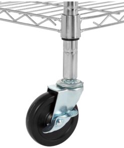Amazon Basics 5-Shelf Medium Adjustable, Heavy Duty Storage Shelving Unit on 4'' Wheel Casters, Metal Organizer Wire Rack, Chrome, 30" L x 14" W x 64.8" H With Wheels 26 71W aZVuzwL