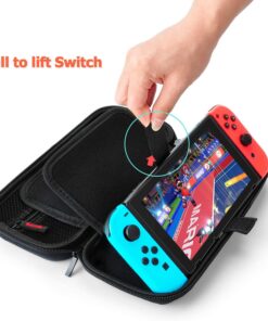 Deruitu Switch Carrying Case Compatible with Nintendo Switch/Switch OLED - Fit AC Charger Adapter - with 20 Game Cartridges Hard Shell Travel Switch Pouch for Console & Accessories Black 38 71W0Bj5 sL