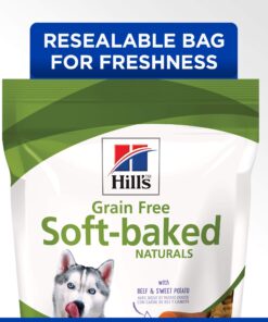 Hill's Grain Free Dog Treats, Soft-Baked Naturals with Beef & Sweet Potatoes, Soft Healthy Dog Snacks, 8 oz. Bag 27 71W1alfys8L