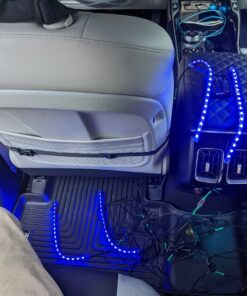 OPT7 Aura Interior Car Lights with Remote Control, Color Change, Music Sync Inside Ambient Lighting Kit, LED Lights for Car Truck Under Dash Accessories, Charger Adapter 12V, 4pc Single Row LED Strip RGB (Red, Green, Blue) 63 71W4 1T rEL