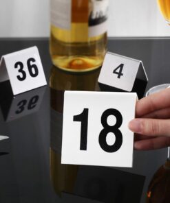 New Star Foodservice 27600 Double Side Plastic Table Numbers, 1-25, 3" x 3" Inch, White 001-25 9 71W4N0d9E9L 1