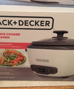 BLACK+DECKER Rice Cooker 14-Cup (Cooked) with Steaming Basket, Removable Non-Stick Bowl, White 35 71W5GXKKvcL