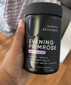Sports Research Evening Primrose Supplement from Cold Pressed Oil - Softgels for Women’s Health & Skin Health - Gluten Free & Non-GMO GLA - High Potency 1300mg, 120 Count 120 Count (Pack of 1) 36 71W5w7WY1AL