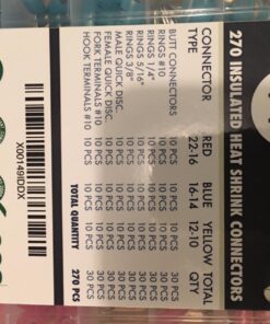 Wirefy Heat Shrink Wire Connectors Kit - Marine Grade Electrical Connectors - Automotive Butt Connectors - Insulated Ring, Spade, Fork, Hook Crimp Terminals - 22-10 Gauge - 270 PCS 270 pieces kit 40 71W61fz66SL