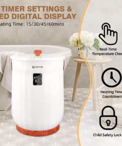 Alternative view of Keenray Towel Warmer Bucket, Luxury Hot Towel Warmer with LED Display, Child Safety Lock, Heat Timer 15/30/45/60 Min Adjustable, for Hot Tub, Bathroom, Spa, Brown, CL27