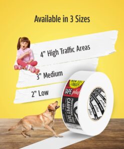 Professional Rug Tape - 2 Inch by 40 Yards (120 Feet! - 2X More!) - Double Sided Non-Slip Carpet Tape - Premium White Finish - Perfect Gripper for Holding Indoor Rugs in Place 2 Inch x 40 Yards 25 71W72Ww oCL
