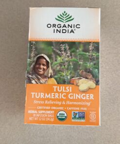 Organic India Tulsi Turmeric Ginger Herbal Tea - Holy Basil, Stress Relieving & Harmonizing, Immune Support, Healthy Inflammatory Response, Aids Digestion, Caffeine-Free - 18 Infusion Bags, 1 Pack 30 71W7MkLvGwL