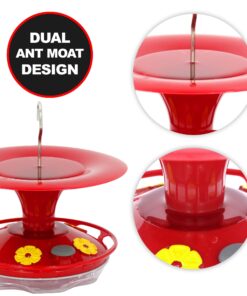 Roamwild Hanging Hummingbird Feeder for Outdoors with Double Moat Guard Technology | 5 Feeding Stations with Quick Easy Filling Port | 20 fl oz Nectar Large Capacity - Purple Petals (Yellow) Yellow 23 71W8X5b64yL