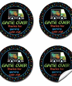 Game Truck Birthday Party Sticker Labels, 40 2" Party Circle Stickers by AmandaCreation, Great for Party Favors, Envelope Seals & Goodie Bags 13 71W9GK8LgUL