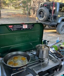 Coleman Classic 3-Burner Propane Camping Stove, Portable Camp Stove with 3 Adjustable Burners & Push-Button Instant Ignition, 28,000 BTUs for Camping, Tailgating, Grilling, BBQs, & More Green 40 71W9LxFM NL 3