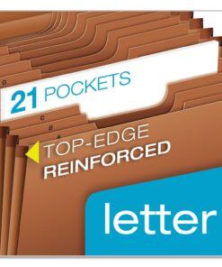 Pendaflex Heavy Duty Expanding File with Extra-Thick Cover, Tyvek Reinforced Edges, 21 Pockets, A–Z Tabs, Elastic Cord Closure, Letter Size (R117ALHD),Brown 1 Unit 13 71WAoeQIv9L