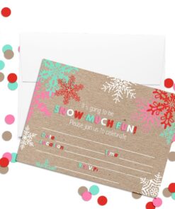 Alternative view of Snow Much Fun Snowflake Birthday Party Invitations, 20 5"x7" Fill In Cards with Twenty White Envelopes by AmandaCreation