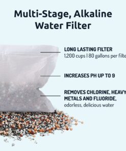 pH On-The-Go Portable Water Filter - Alkaline Pouch Filter for Water Bottles, Jugs, Pitchers, Container - High pH Water Alkalizer for Pure Drinking Water - 98 litres / 26 Gallons (3-Pack) 30g (3 Pack) 3 Pack 17 71WBed1DbpL