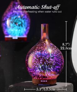 Porseme Rose Gold Essential Oil Diffuser 3D Glass Aromatherapy Ultrasonic Humidifier, Waterless Auto-Off, Timer Setting, BPA Free, Air Refresh for Home Hotel Yoga Leisure SPA Gift 100ml A2-100ml Rose Gold Aladdin 20 71WC0aK9jwL