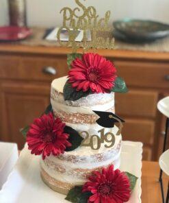 We are So Proud of You Cake Topper High School Graduation, Senior Graduation Party Supplies (Gold Glitter) 21 71WF4CQv7AL