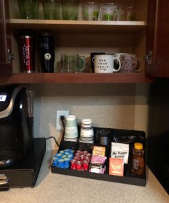 Mind Reader, Countertop Organizer, Coffee Bar, Kitchen Cup and Condiment Station, 17.875" L x 9.5" W x 6.625" H, Black 17.875"L x 9.5"W x 6.625"H, 40 71WFDJ2qAYL