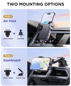 Wireless Car Charger,15W Qi Fast Charging Car Charger Phone Holder Mount, Auto-Clamping Alignment Windshield Dashboard Air Vent Cell Phone Holder for iPhone 15 Pro Max/15 Pro, Galaxy S23/S22 etc BLACK 22 71WGU8SPchL