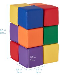 Alternative view of ECR4Kids SoftZone Patchwork Toddler Building Blocks, Foam Cubes, Assorted, 12-Piece