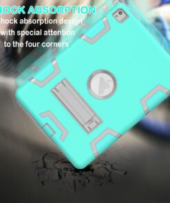 iPad Air 2 Case, iPad Pro 9.7 Case, Shock Absorption High Impact Resistant Hybrid Protective Case Cover with Kickstand for iPad Air 2 and iPad Pro 9.7" 2016 Mint Green/ Gray 12 71WGqrdqDVL