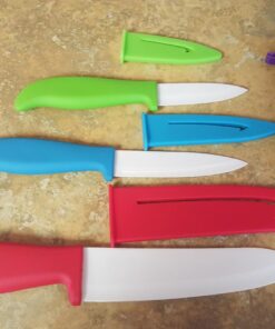 Vos Ceramic Knife Set 4 Pcs Ceramic Knives Set For Kitchen, Ceramic Kitchen Knives With Peeler, Ceramic Paring Knife 3", 4", 6", Inch Multi-Color Red, Blue, Green, Purple Multicolor 48 71WHvWpREL