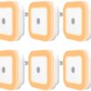 SYCEES Plug-in LED Night Light with Dusk to Dawn Sensor for Hallway, Stairs, Bathroom, Kitchen, Bedroom, Nursery, Kids Room, Warm White, Pack of 6 6-Pack, Warm White 33 71WIY peAgL
