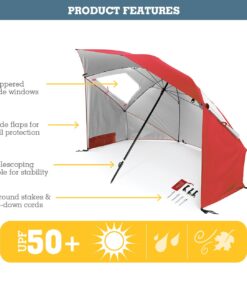 Sport-Brella Super-Brella SPF 50+ Sun and Rain Canopy Umbrella for Camping, Beach and Sports Events (8-Foot, Blue) 24 71WIdvsZ L