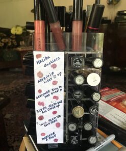 Ikee Design Premium Acrylic Rotating 64 Cosmetic Lipstick Organizer Tower,Lipgloss Stand with Removable Dividers, 360 Degree Spinning Lipstick Display Tower,4 1/2 W x 4 1/2 D x 9 1/8 H in Clear 47 71WJBTOHVjL
