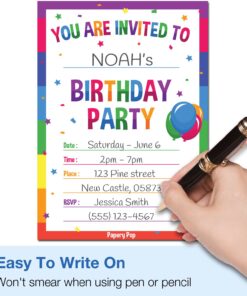 30 Birthday Invitations with Envelopes (30 Pack) - Kids Birthday Party Invitations for Boys or Girls - Rainbow 9 71WKyuY9UL