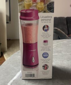 Hamilton Beach Portable Blender for Shakes and Smoothies with 14 Oz BPA Free Travel Cup and Lid, Durable Stainless Steel Blades for Powerful Blending Performance, Raspberry (51131) 14 oz. 1 Jar 43 71WNrXP9B7L