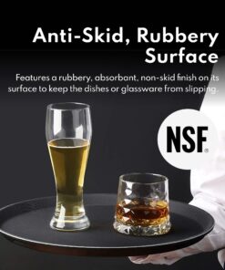 New Star Foodservice 25217 Restaurant Grade Non-Slip Tray, Plastic, Rubber Lined, Round (16-Inch, Black) Classic 16-Inch 12 71WP1O8foCL