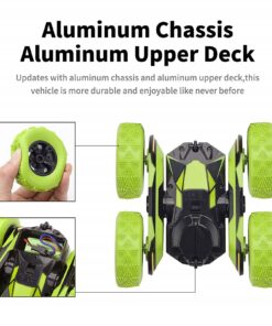Haktoys Radio Remote Control Stunt Car 2 Sided AWD 360 Rotation RC Truck Toy Vehicle for Kids Boys and Adults, Different Frequencies - Two Players Can Play Together Red & Green Large 13 71WPujPRBDL