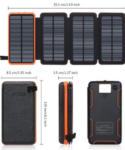 FEELLE Solar Charger Power Bank - 25000mAh Portable Phone Charger 3A Fast Charging External Battery Pack with 4 Solar Panels for Phone Outdoor Camping Orange Yellow 36 71WQGBWgedL