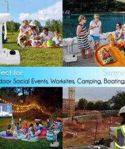 SereneLife Portable Camping Sink w/Towel Holder & Soap Dispenser - Hand Wash Basin Stand w/Rolling Wheels - For Outdoor Events, Gatherings, Worksite & Camping White Standard Towel Holder & Dispenser 31 71WQPHxDkaL 1