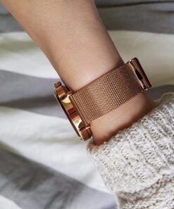 Wristology 10 Styles Maxi Crystal Watch Leather Band - Interchangeable Genuine Leather Strap - Large Easy to Read Watch with Second Hand for Women, Men, Nurses, Teachers Rose Gold Metal Mesh 56 71WQpOGMFHL