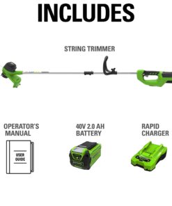 Greenworks 40V 12" Cordless String Trimmer, 2.0Ah Battery and Charger Included 12" Trimmer (2.0Ah) 30 71WRBBLW9oS
