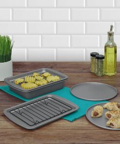 G & S Metal Products Company OvenStuff Personal Size 6-Piece Toaster Oven Set-Non-Stick Baking Pans, Easy to Clean and Perfect for Single Servings, Silver 39 71WRZMl3JXL