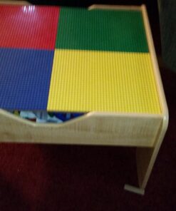 KidKraft 2-in-1 Reversible Top Activity Table with 200 Building Bricks and 30-Piece Wooden Train Set, Natural, Gift for Ages 3+ 57 71WTyiC3SGL