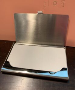 MaxGear Metal Business Card Holder for Men & Women, Pocket Business Card Case Slim Business Card Wallet Business Card Holders Name Card Holder, 3.7 x 2.3 x 0.3 inches, Stainless Steel, Silver Mirror Brushed Silver 43 71WUy6fkIyL