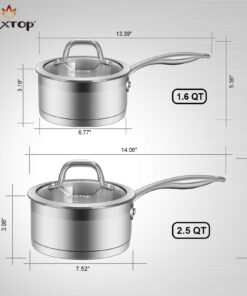 Duxtop Professional Stainless Steel Sauce Pan with Lid, Kitchen Cookware, Induction Pot with Impact-bonded Base Technology, 1.6 Quart 13 71WVzxXYsKL