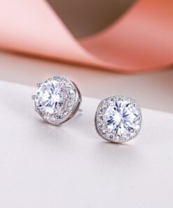 EVER FAITH 925 Sterling Silver Cubic Zirconia Elegant Cushion Cut Halo Stud Earrings 8 71WXITIyTcL