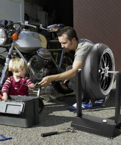 Goplus Motorcycle Bike Wheel Balancer, Rim Tire Balancing Spin Static Truing Stand w/Adjustable Centering Cones, Tire Balancer (16”×8.6”×20”) 15 71WXNK9wziL