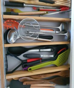 Large Kitchen Drawer Organizer - Expandable Bamboo Drawer Dividers (17.5" - 22") - Adjustable Separators for Kitchen, Clothes, Dresser, Bedroom, Bathroom, and Desk Drawers - 4 Pack (Natural) Natural 34 71WXrqHm3UL