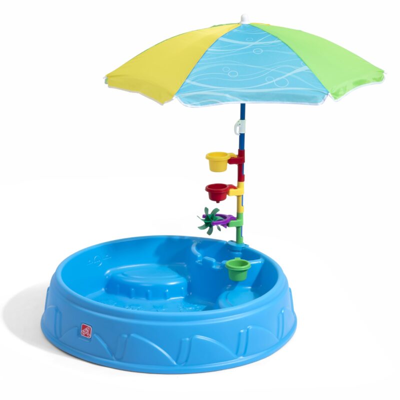 Catalog 5 Step2 Play & Shade Pool for Kids, Outdoor Summer Pool with Umbrella, Easy to Assemble, 7 Piece Accessory Kit, Toddlers 2+ Years Old, Multicolor