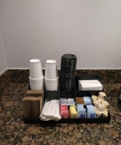 Mind Reader, Countertop Organizer, Coffee Bar, Kitchen Cup and Condiment Station, 17.875" L x 9.5" W x 6.625" H, Black 17.875"L x 9.5"W x 6.625"H, 37 71WaeLoQTtL