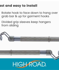 High Road Heavy Duty Car Clothes Hanger Bar with Steel Expandable Rods, Solid Metal Hanger Hooks and No-Slip Dividers for Cars, SUVs, Truck and Vans Taupe 12 71WagFOgW7L
