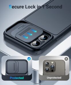 Simtect Designed for iPhone 14 Pro Max Case with Sliding Camera Cover, Shockproof & Mil-Grade Protective Phone Case for iPhone 14 Pro Max 6.7"- Black 1. Space Black 57 71Wbeq4CV L 1