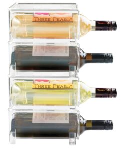 mDesign Plastic Free-Standing Wine Set Rack Storage Organizer for Kitchen Countertops, Pantry Cabinet, Fridge Organization - Holds Water Bottle and Alcohol Bottles - 2 Pack - Clear 2 bottle 25 71WbnvQdhuL