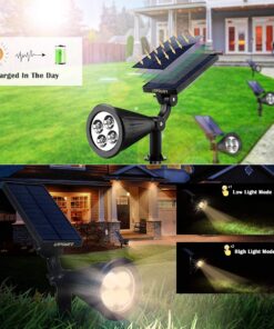 URPOWER Solar Lights Outdoor, Adjustable Solar Spot Lights Outdoor, 2-in-1 Waterproof Solar Landscape Spotlights Wall Light, Dusk-to-Dawn Solar Powered Outdoor Light for Garden, Yard (2 Pack Warm) 2 Pack Warm White 31 71WbrkUj0dL