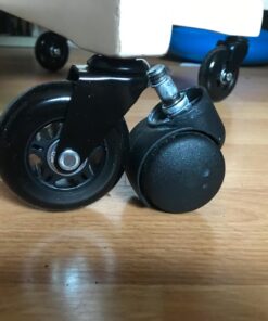 Office Chair Wheels Replacement Set of 5 - NO MORE CHAIR MATS - Office Chair Casters for HARDWOOD FLOORS - Smooth Rolling, Soft Rubber Desk Chair Wheels, Rollerblade Style Computer Chair Caster Wheels 29 71WcBbzqCtL