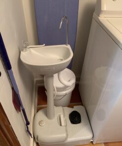 SereneLife Portable Camping Sink w/Towel Holder & Soap Dispenser - Hand Wash Basin Stand w/Rolling Wheels - For Outdoor Events, Gatherings, Worksite & Camping White Standard Towel Holder & Dispenser 42 71WcCg4EwOL 1